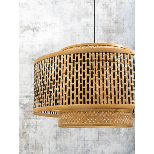 Pendelleuchte Bhutan Large holz natur / Bambus - Ø 50 x H 30 cm - GOOD&MOJO - Natur & schwarz - Bambus