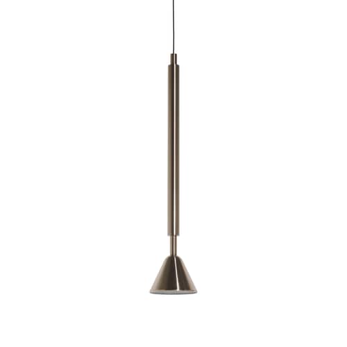 Pendelleuchte Pyl metall / Ø 21,6 x H 110 cm - drehbar - Petite Friture - Stahl poliert - polierter Stahl, Pressglas