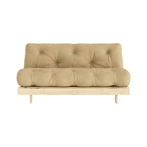 Canapé convertible Roots / L 160 cm - 3 positions / Structure pin clair - KARUP DESIGN - Beige doré 758 / Pin clair - Fibres recyclées mélangées, Mousse, Pin massif certifié FSC, Tissu