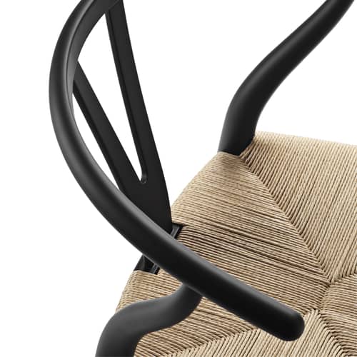 Sedia CH24 - Wishbone Chair legno naturale / Hans J. Wegner, 1950 - Corda di carta - CARL HANSEN & SON - Faggio nero FSC / Corda naturale - , Faggio massello laccato