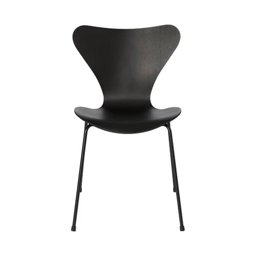 Stapelbarer Stuhl Série 7 holz schwarz / Gefärbte Esche - Fritz Hansen - Schwarz / Stuhlbeine schwarz - bemalter Stahl, Eschefurnier