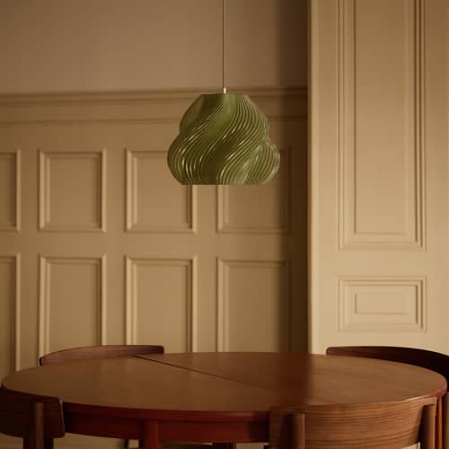 Suspension Soft Serve 02 vert / Ø 31 x H 25 cm - CRÈME ATELIER - Olive - PLA recyclé