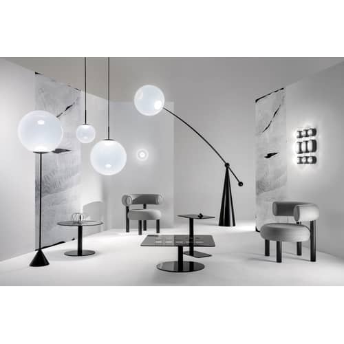 Table basse Flash verre noir / 80 x 80 x H 30 cm - Tom Dixon - Noir / Pied noir - Acier laqué, Verre