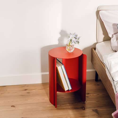 Table d\'appoint Wa métal rouge / Ø 32 x H 50 cm - NOO.MA - Rouge tomate - Acier thermolaqué