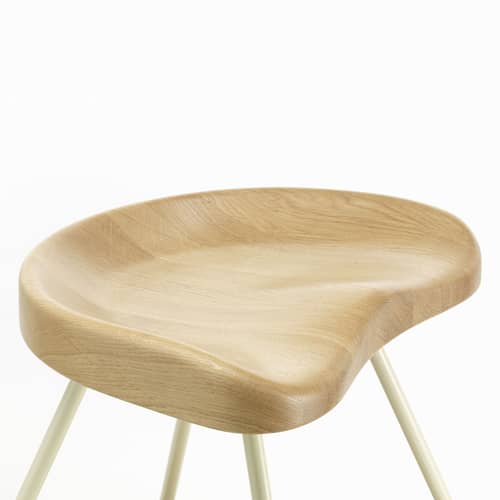 Tabouret N° 307 / Jean Prouvé, 1951 - Vitra - Chêne naturel / Blanc Colombe - Acier, Chêne massif naturel
