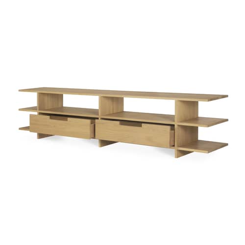 TV Möbel Kabuki holz natur / L 200 cm - 2 Schubladen - Ethnicraft - Eiche natur - Geölte Massiveiche