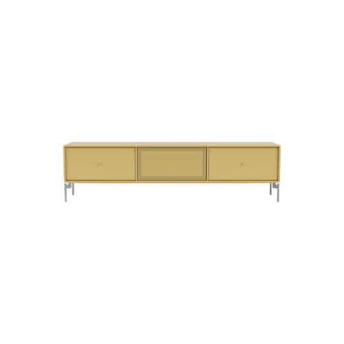 TV Möbel Octave V holz gelb / Mit Füßen - L 138 x T 30 x H 36,6 cm - MONTANA - Kümmel 157 - lackierte Holzfaserplatte, Perforierter Stahl, Stahl
