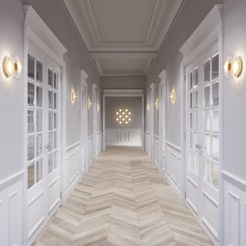 Blossi LED Wall light glass transparent / Ø 23 cm - NUURA - Transparent / Brass - Metal, Mouth blown glass