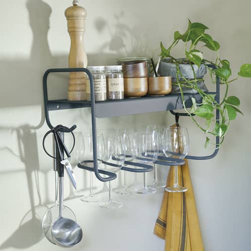 Picolino Wall shelf metal black / L 52 x H 30 cm - Fermob - Anthracite - Steel
