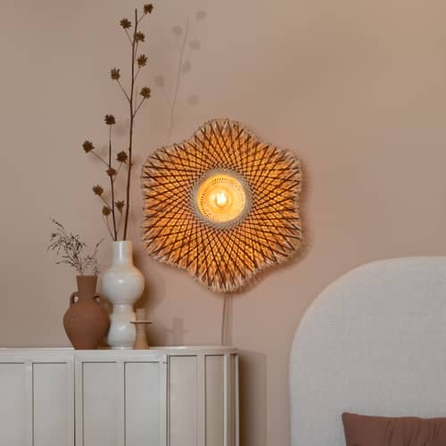 Applique avec prise Madura / Ø 60 cm - Bambou - GOOD&MOJO - / Ø 60 cm - Marron & naturel - Bambou, Fer