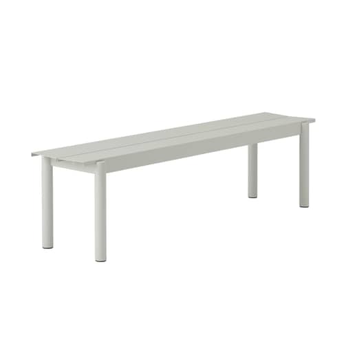 Banc Linear métal gris / L 170 cm - Muuto - Gris clair - Acier revêtement poudre, Aluzinc