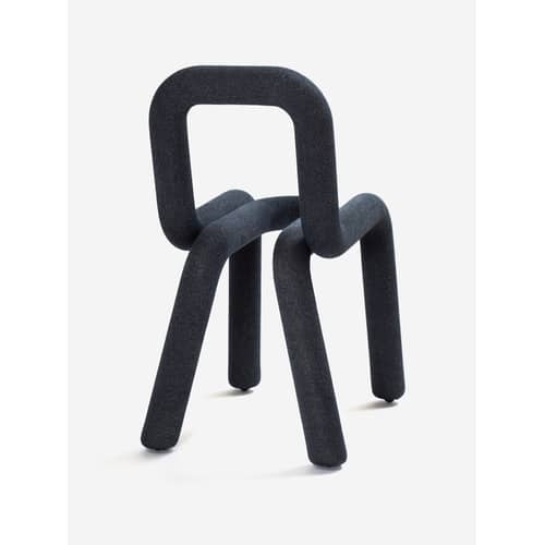 Chaise rembourrée Bold Sparkling tissu bleu / pailleté - Moustache - Bleu pailleté - Acier, Mousse polyuréthane, Tissu