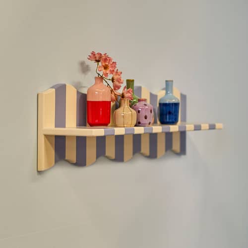 Etagère murale Bubbi bois bleu / L 80 cm - Bloomingville - Rayé bleu - MDF laqué