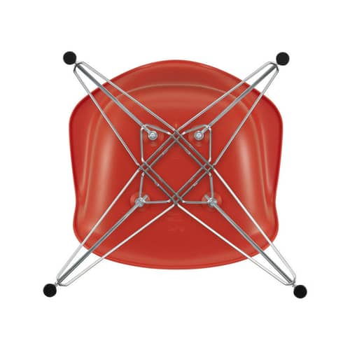 Fauteuil RE DAR - Eames Plastic Armchair plastique rouge / (1950) - Pieds chromés / Recyclé - Vitra - Rouge coquelicot / Pieds chromés - Acier chromé, Plastique recyclé post-consommation
