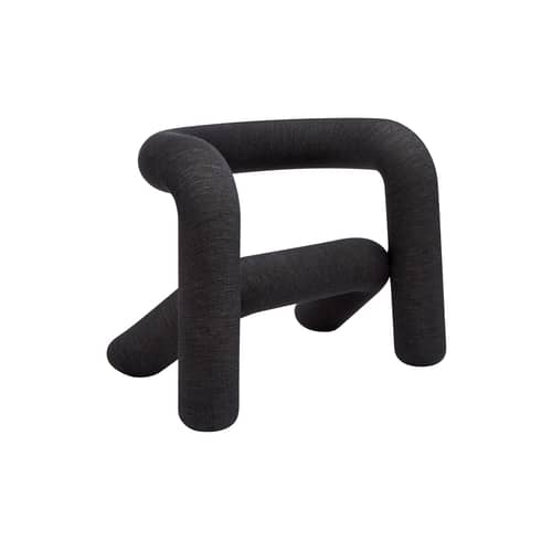 Fauteuil rembourré Extra Bold / Kvadrat - Moustache - Noir-écru (tissu Kvadrat) - Acier, Laine, Mousse