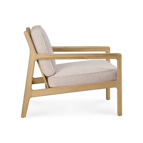 Fauteuil rembourré Jack Indoor tissu beige - Ethnicraft - Tissu ivoire / Chêne naturel - Chêne massif, Mousse HR, Tissu