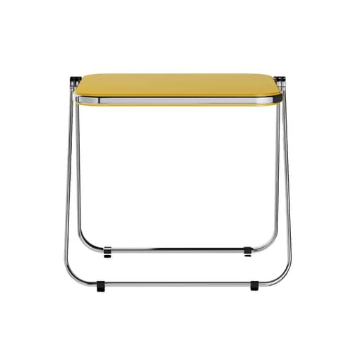 Platone Folding desk wood yellow / Giancarlo Piretti, 1970 - 83 x 65 cm - ANONIMA CASTELLI - Yellow - Polished aluminium, Stratified