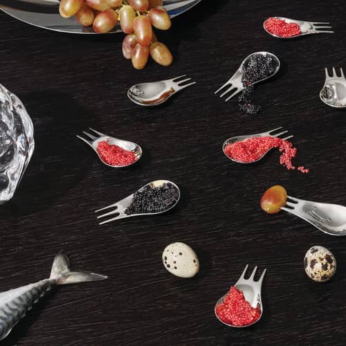 Set de 4 fourchettes Moscardino / Cuillères pour apéritif - Alessi - Acier - Acier inoxydable