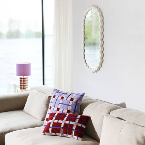 Housse de coussin Plano tissu violet / 50 x 50 cm - Broderie en relief - & klevering - 50 x 50 cm / Violet - Coton
