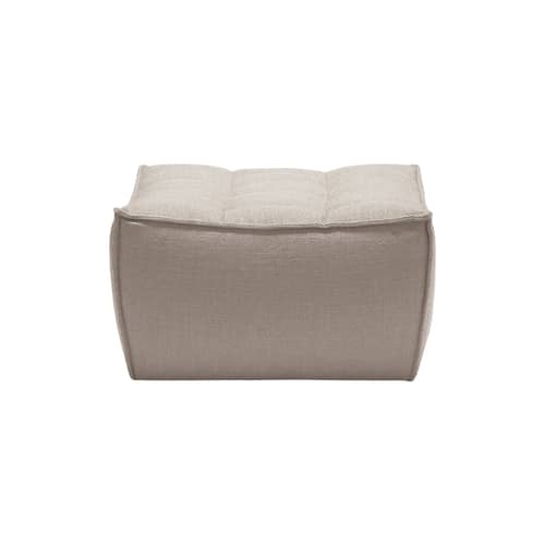 N701 Pouf textile beige / UK version - 70 x 70 cm - Ethnicraft - Beige (UK residential fire retardant) - Fabric, High-density PU foam, Wood