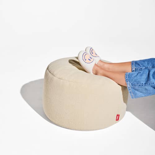 Pouf Point Large Sherpa tissu blanc beige / Ø 70 cm - Tissu Sherpa (fausse fourrure) - Fatboy - Ecru (tissu peluche Sherpa) - Tissu peluche Sherpa