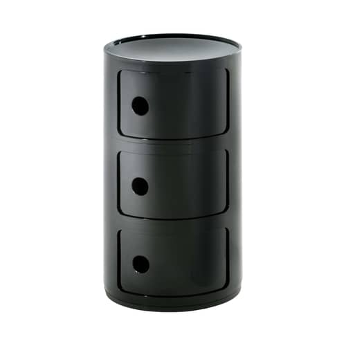 Rangement Componibili noir / 3 tiroirs - H 58 cm - Anna Castelli Ferrieri, 1968 - Kartell - Noir brillant - ABS