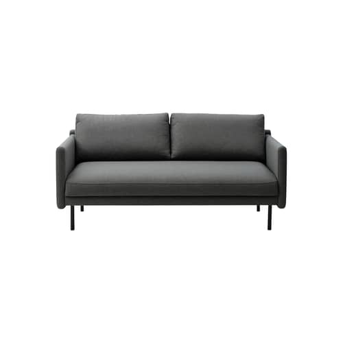 Divano destro Rar tessuto grigio / 2 posti - L 168,5 cm - Normann Copenhagen - Tessuto grigio scuro - Acciaio, Legno, Schiuma PU, Tessuto