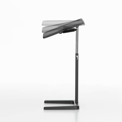 NesTable End table plastic material grey / Laptop table - Tilting top - Vitra - Warm grey - Aluminium, Polyurethane, Steel