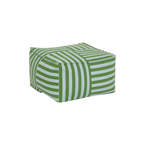 Pouf Otto tissu vert / Repose-pieds - 55 x 55 cm - NOBODINOZ - Vert & bleu / Rayé - Coton bio, Polystyrène expansé