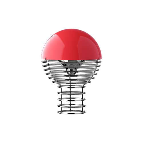 Schnurlosleuchte Wire Portable LED metall rot / Ø 18 x H 25 cm - Verner Panton, 1972 - Verpan - Rot - Polykarbonat, verchromter Stahl