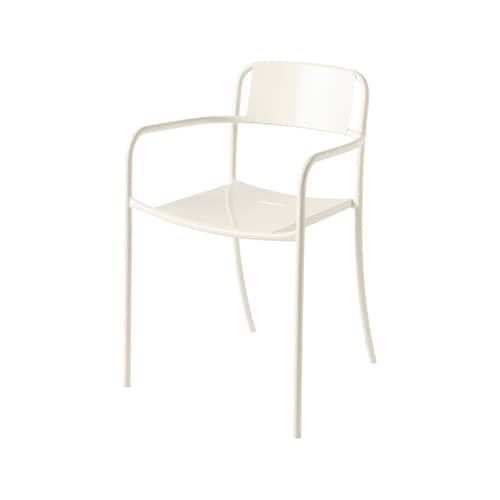 Patio Stackable armchair metal white / Sheet metal - Tolix - Pearly white - Stainless steel
