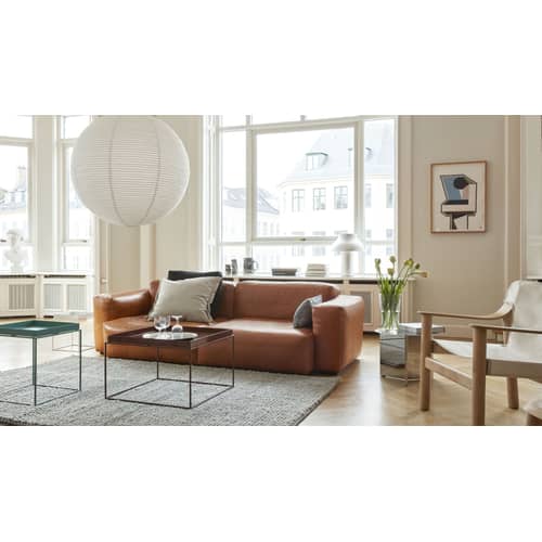 Table d\'appoint Tray métal vert / 40 x 40 x H 44 cm - Hay - Vert Menthe - Acier laqué