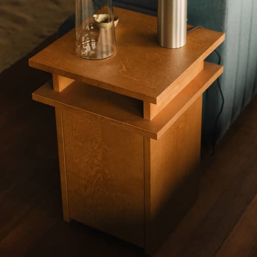 Table de chevet Ratio bois naturel / 1 porte - Frama  - Bouleau brun chaud - Bouleau massif, Contreplaqué de bouleau, MDF
