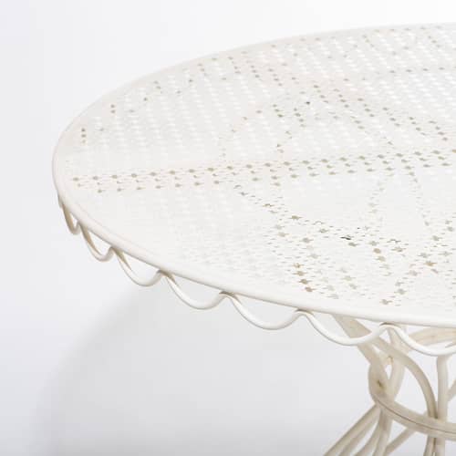 Table ronde Al Fresco métal blanc / Ø 120 cm - Trou pour parasol - BUSINESS & PLEASURE - Blanc Antique - Acier