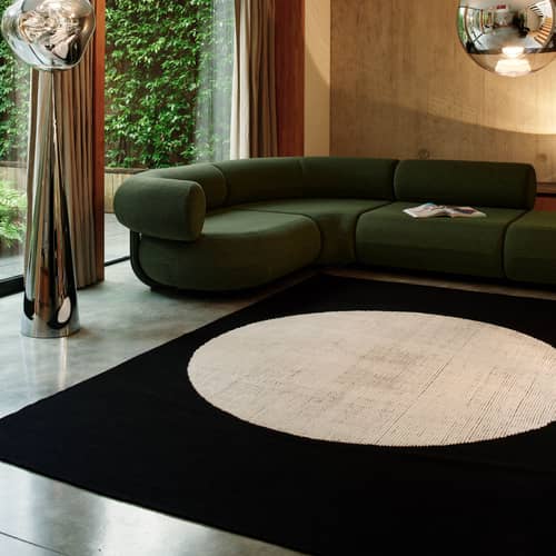 Tapis Disc noir / 200 x 300 cm - Tom Dixon - 200 x 300 cm - Coton, Laine