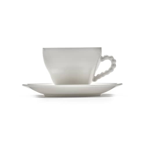 Set de 2 tasses avec soucoupes Perle Fine - Serax - Blanc - Porcelaine émaillée