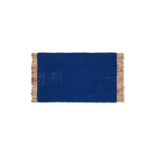Teppich Block Mat textil blau / 50 x 80 cm - Jute & recycelte Plastikflaschen - Ferm Living - Blau -  PET recyclé, Jute