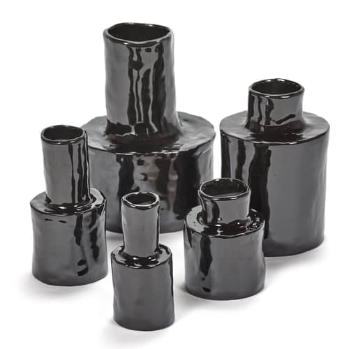 Vase Héléna 2 céramique noir / Ø 5 x H 11 cm - Mini - Serax - n° 2 / Brun foncé - Grès