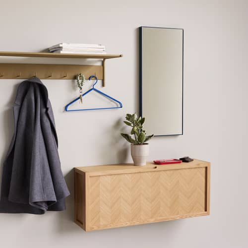 Shine Large Wall mirror metal blue / 35 x 80 cm - HÜBSCH - 35 x 80 cm / Blue - Glass, Iron