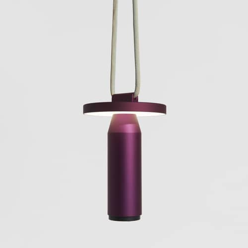 Quasar LED Wireless rechargeable outdoor lamp metal purple / H 26 cm - Petite Friture - Purple - Anodized aluminium, Polyester