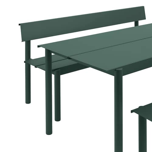Linear Bench with backrest metal green / L 170 cm - Muuto - Dark green - Galvanised powder-coated steel