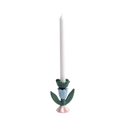 Blume Medium Candle stick ceramic multicoloured / Hand-painted - & klevering - Medium / H 14 cm - Sandstone