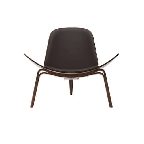 CH07 - Shell Chair Padded armchair leather brown / Hans J. Wegner, 1963 - CARL HANSEN & SON - Oiled walnut / Dark brown leather (Thor 306) - Leather, Oiled walnut plywood, Polyurethane foam
