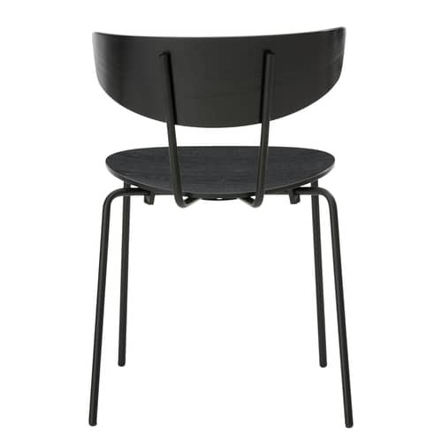Chaise empilable Herman bois noir - Ferm Living - Noir - Acier laqué époxy, Contreplaqué de chêne laqué