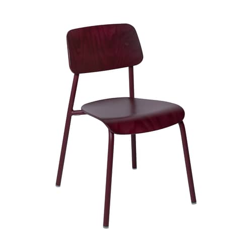 Chaise empilable Studie bois rouge - Fermob - Cerise noire - Aluminium, Placage de hêtre teinté