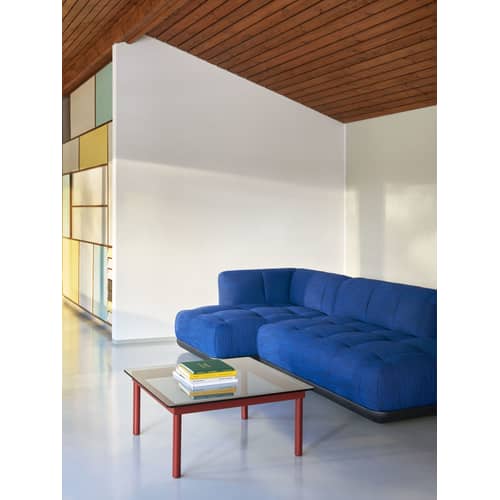 Couchtisch Kofi glas holz natur / 80 x 80 cm - Glas & Holz - Hay - Eiche / Riffelglas transparent - Geriffeltes Hartglas, massive Eiche