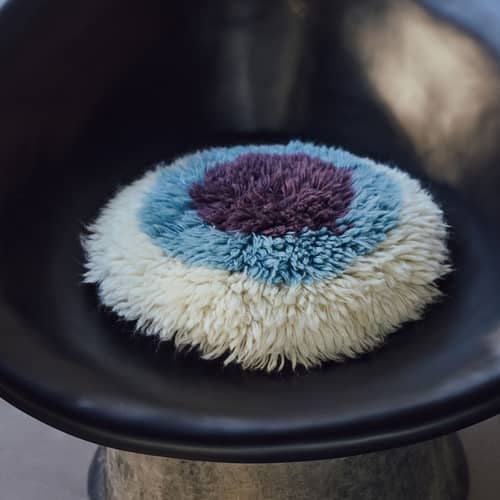 Cuscino Fluffy tessuto multicolore / Ø 40 cm - HK LIVING - Occhio al bersaglio - Espanso, Lana