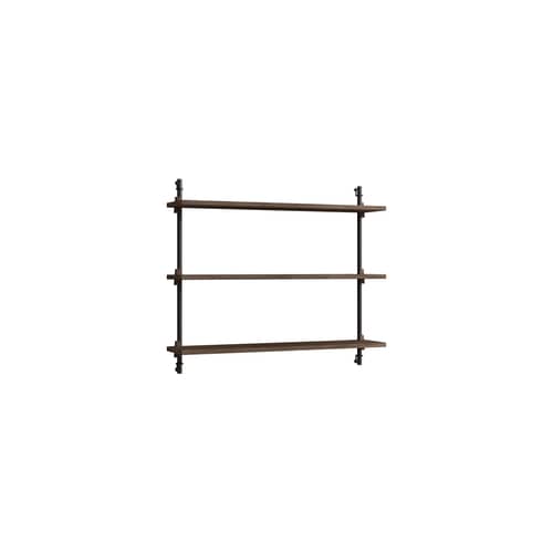 Étagère Wall Shelving – ws.65.1 bois marron / L 85 x H 65 cm x Prof. 17,5 cm - MOEBE - Chêne fumé / Noir - Acier, MDF placage chêne