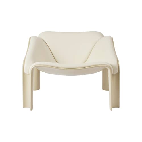 Fauteuil rembourré F300 cuir blanc / Pierre Paulin, réédition 1965 - Gubi - Cuir crème / Vert pastel - Cuir, HiREK, Mousse