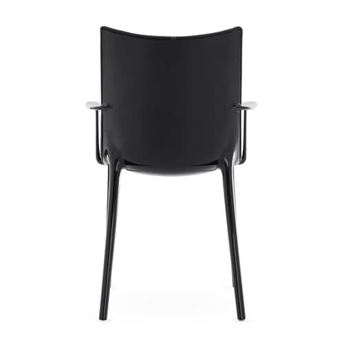 Gepolsterter Stuhl H.H.H leder schwarz / Pflanzlich gegerbtes, recyceltes Leder - Kartell - Schwarz / Schwarzes Leder - Leder, recycelt, Recyceltes Polyurethan, Recyceltes thermoplast. Technopolymer